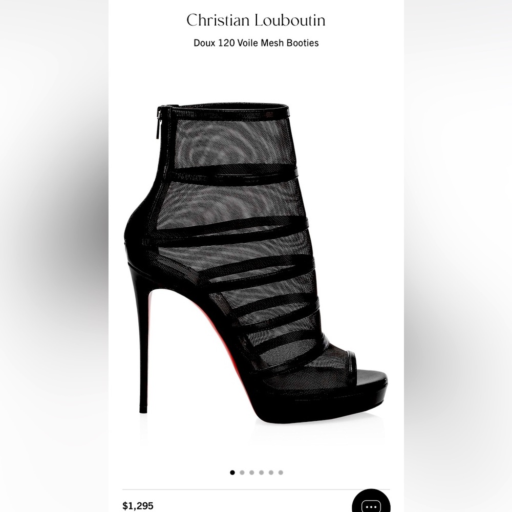 Christian Louboutin Doux Voile Peep-Toe Mesh Bootie 120 Black 39 8.5